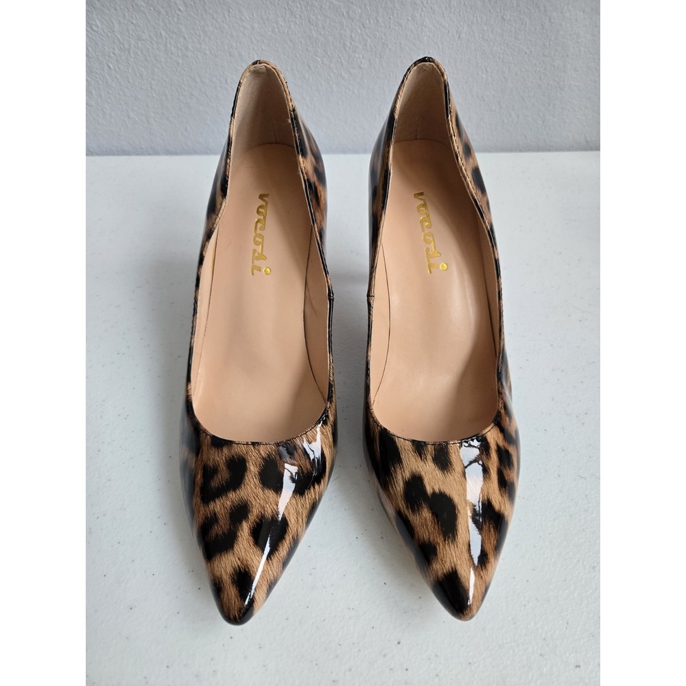 Vocosi Women's Leopard Print Patent Leather 3 1/2"‎ Heel Pumps NO SIZE
